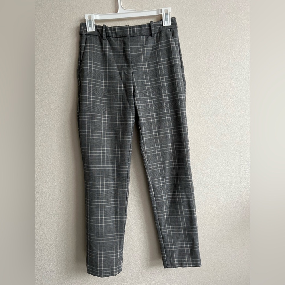 H&M Gray Plaid Slacks Regular Waist Ankle Length